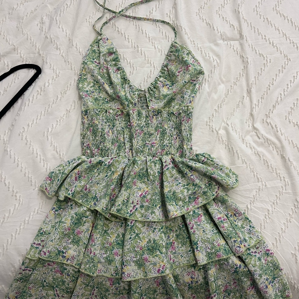 Amazon Green Floral Mini Dress